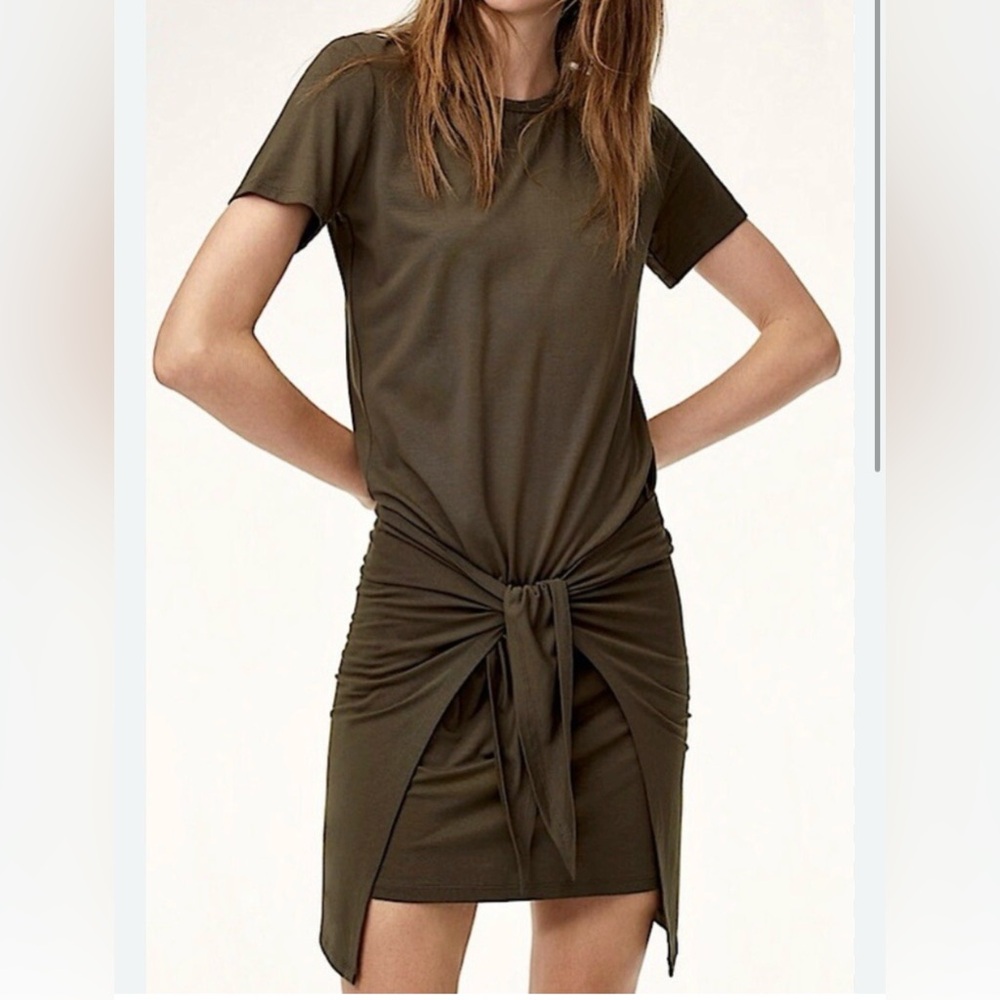 Wilfred Olive Green Knot-Front Midi Dress